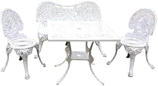 Art & Abode Regalia Cast Aluminum Furniture | Aluminum Patio Furniture | Bistro Chair & Round Coffee Table Set for Garden,... Price In India