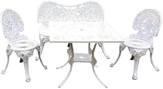 Art &amp; Abode Regalia Cast Aluminum Furniture | Aluminum Patio Furniture | Bistro Chair &amp; Round Coffee Table Set for Garden,...