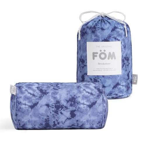 Brookstone Squishy FOM Cushion Pillow - The Original Stretchy, Comfy, Colorful Pillow for Neck, Lumbar Support, and Bed - for Sleeping, Car, Travel - Small, Tie Dye Indigo, 12 x 7 Inches