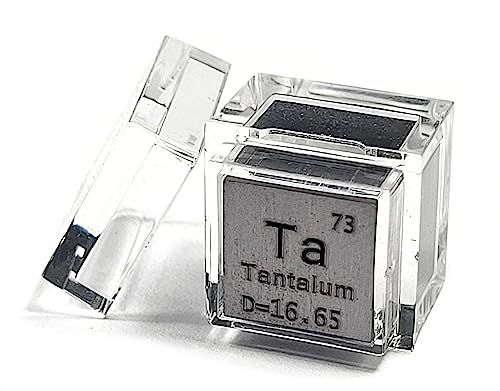 Image of 0.39 inch 10mm Tantalum Metal Cube Ta up to 99.9% Pure Periodic Table Element Engraved Density Collection Science Education Display Block Cube + Acrylic Case Box - 1PC