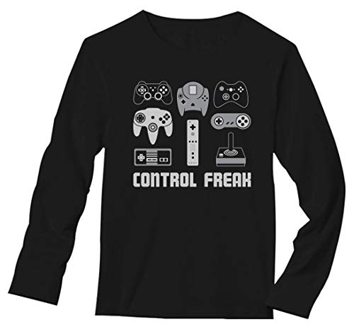 Video Game Control Freak Gift for Gamers Gaming Sweatshirt Men's Long Sleeve T-Shirt Small Black