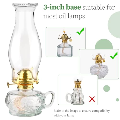 Oil Lamp Chimney Replacement – Clear Hurricane Lamp Glass Shade (Wave Style) for Kerosene Lamps – 3 Inch Base(1 Pack)