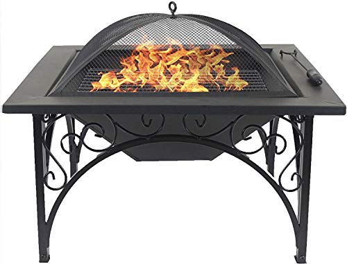 Homeology KOJIN Multi-Functional Elegant Black Square Outdoor Garden & Patio Luxury Heater Fire Pit Brazier