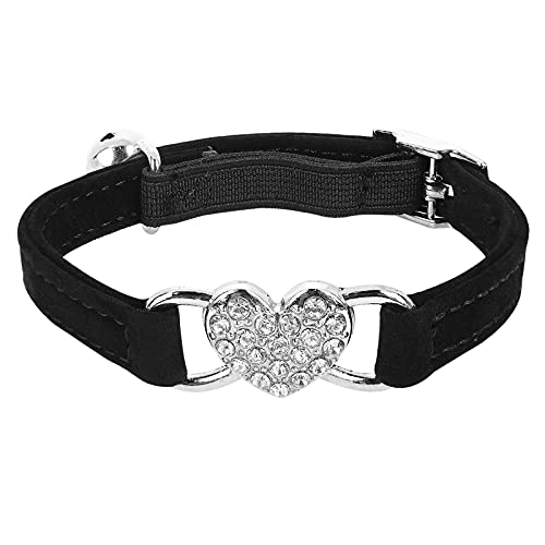 Molain Collier réglable avec ceinture de sécurité et clochette en strass pour chaton et petit chien Noir