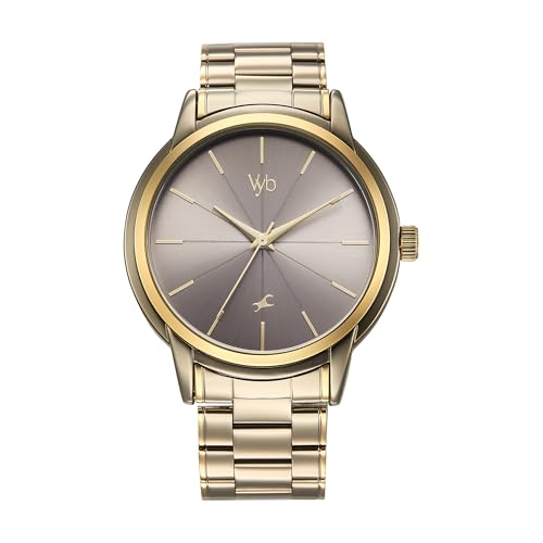Fastrack Vyb Phantom Quartz Analog Khaki Dial Metal Strap Watch for Men