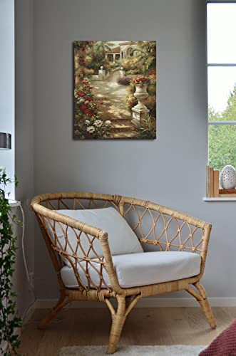 Italy Town Painting Tuscany Wall Art Streets Of Mediterranean Towns Canvas Prints Landscape Picture Framed Ready To Hang Farmhouse Decor 20 X 24 Inch #TOP2