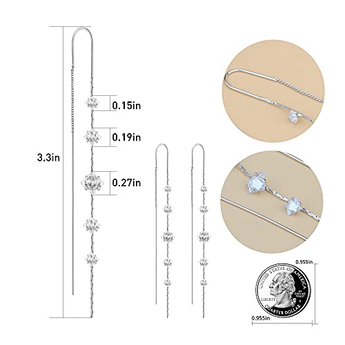 Threader Dangle Earring Long Chain Twist Curved Tassel Earring Star Butterfly Cubic Zirconia Gold Silver Drop Earring For Women Girl (Threader Earring-A) #TOP4