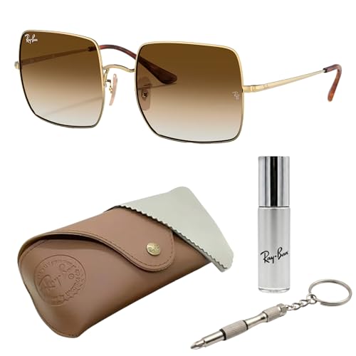 Ray-Ban RB1971 Square Shape Non-Polarized Sunglasses for Women – Includes Official Rayban Eyewear Kit – Ideal Formal & Casual Wear Sunglasess – Clear Gradient Brown Lens