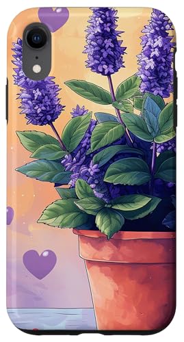 iPhone XR Anise Hyssop Plant In Pot Cottagecore Boho Hearts Graphic Case