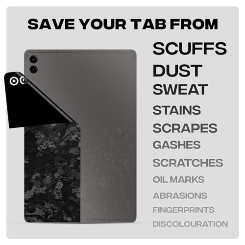 Image of Capes Tablet Skins Compatible with Samsung Galaxy Tab S9 FE Plus | Ultra-Thin Protective Film | Anti-Scratch Vinyl Decal Skin | Not Case /Cover (Forged Carbon, Back Skin)