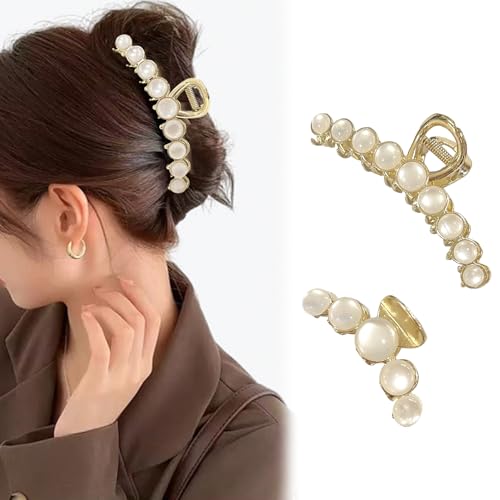 ShineNest ヘアクリップ 大きめ 髪留め バンスクリップ 大きめ 毛量多 ヘアアクセサリーシンプルヘアクリップ髪飾り韓国風おしゃれ大人小さめhair clip髪留めバレッタ優雅エレガント日常お風呂通勤2個セット