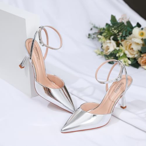 Image of Susanny Heels for Women Stiletto Closed Pointed Toe Backless Dress Shoes High Heels Sexy Kitten Pumps Wedding Guest Party Dance Prom Dressy Comfort Shoes
