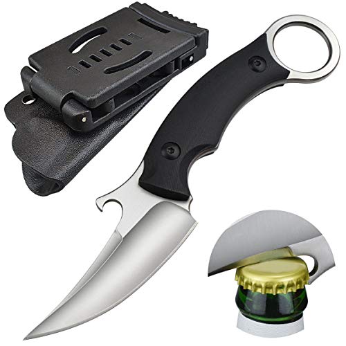 AUBEY ナイフ アウトドア EDCポーチ付き 小型 フルタング構造