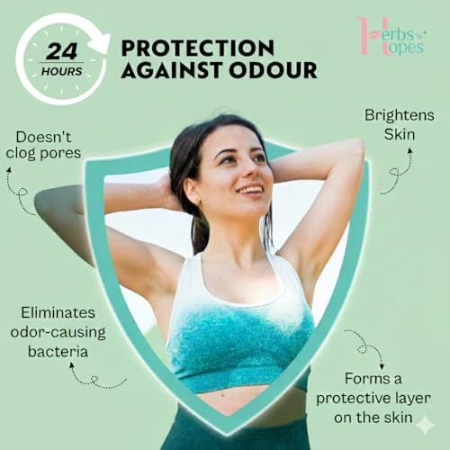 Image of Herbs 'n' Hopes Alum Underarm Roll On with Aloe Vera Deodorant for Men and Women | Fragrance Free and Non Sticky Natural Alum Stick | Cooling & Soothing Formula | 24-Hrs Odor Protection | 80 gm