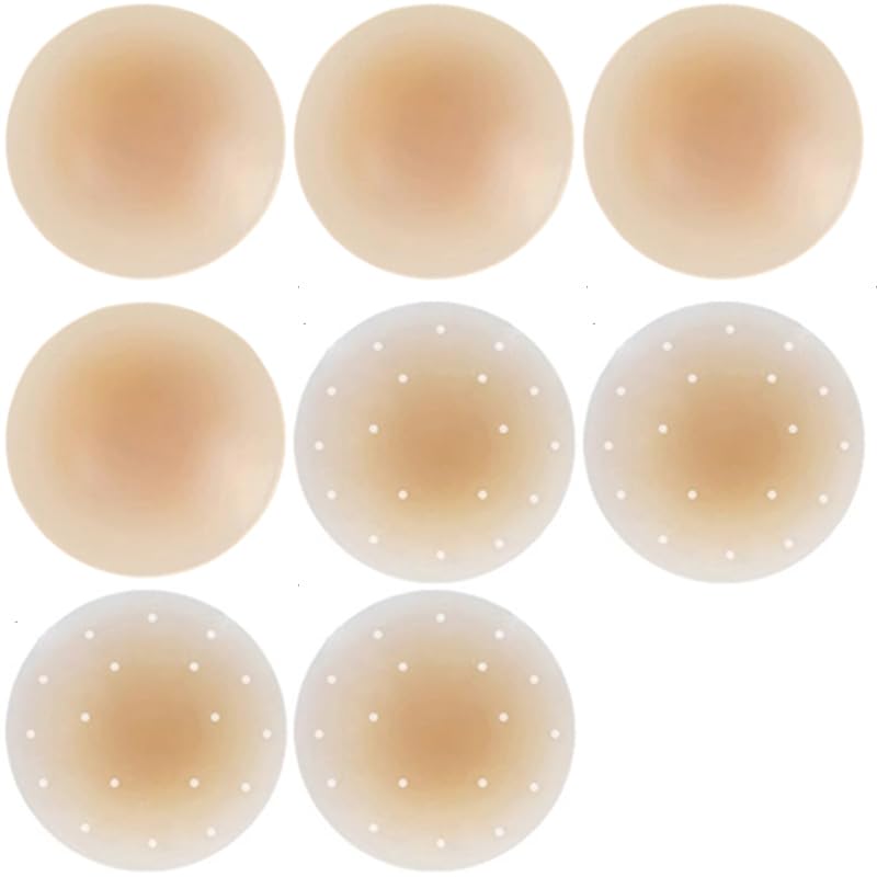 Yidome Nipple Covers 4 Pairs Reusable Adhesive Nippleless Covers Invisible Pasties Solid Silicone Cover for Women