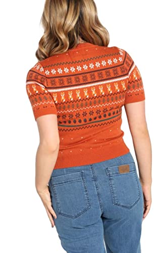Image of Hell Bunny Vixey Jumper Fox Knitted 50's 60's Vintage Retro Pinup Short Sleeve