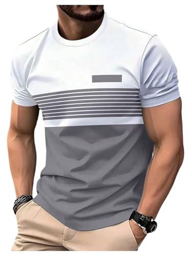Image of RoseSeek Men's Color Block Short Sleeve Tee Shirts Casual Crewneck T Shirt Trendy Summer Tops