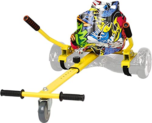 Hoverkart para Hoverboard, Asiento Kart para Patinete Eléctrico, Compatible para 6.5' 8' 8.5' 10' Silla Self Balancing (Hip-Pop Amarillo)