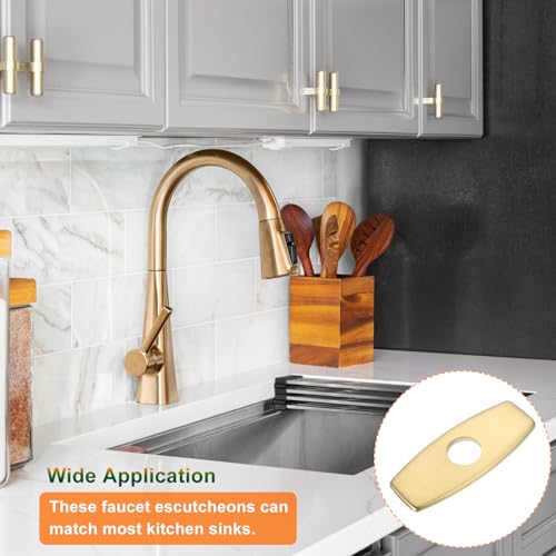 uxcell 2pcs 6 Inch Hole Cover Deck Plate Escutcheon, Stainless Steel Sink Cover Plate for Bathroom or Kitchen Sink Faucet, Round Brushed Gold by uxcell - Image 5