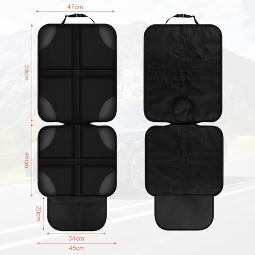 Kindersitzunterlage, rutschfest Wasserabweisender Autositzschoner, Autositzauflage zum Schutz Autositze, Autositzauflage mit Netztaschen, Isofix Geeigneter Sitzschoner für Alle Kindersitze