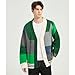 GURUNVANI Cardigan Sweater for Men Knitted Long Sleeve Sweaters with Buttons, Green, Large
