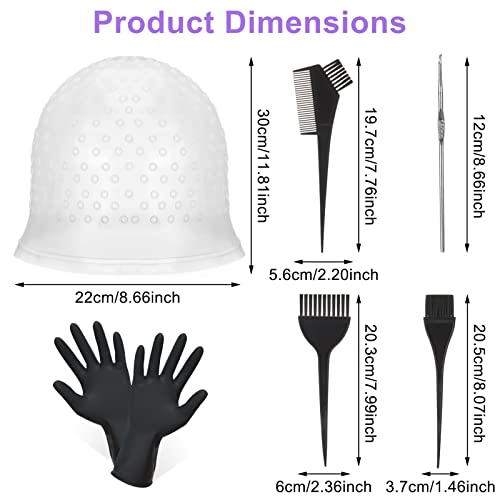 Bowinr NZNES4MF89526 5 Pieces Hair Coloring Highlighting Cap, Silicone Highlight Cap Pull Through Caps Hair Coloring Frosting Cap With Hook, Hair Highlighting Kit Gloves And Brush thumb #1