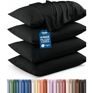 Utopia Bedding Queen Pillow Cases – 4 Pack – Envelope Closure – Soft Brushed Microfiber Fabric – Shrinkage and Fade Resistant Pillow Covers Queen Size 20 X 30 Inches (Queen, Black)
