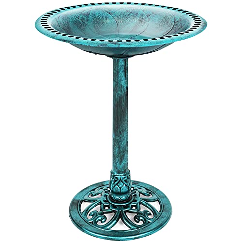 Best Choice Products Bird Bath, 28in Outdoor Resin Pedestal - Green