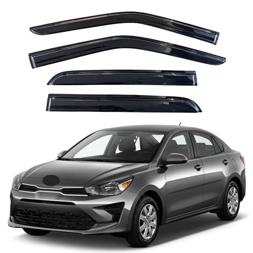 KPY Window Visor Compatible with Kia Rio Sedan 2018-2023, 4PC Rain Guard Side Window Vent Deflectors Tape-On Mugen Style, 2018 2019 2020 2021 2022 2023