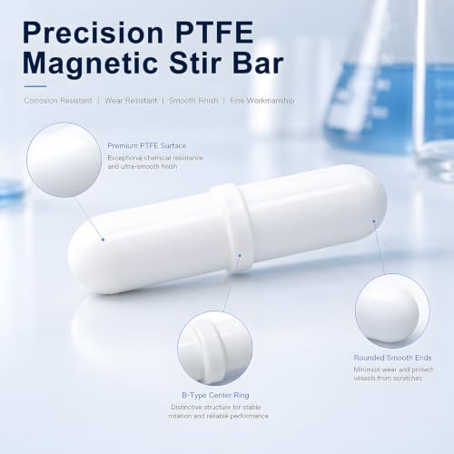 Image of Satmarhz 5 Pcs PTFE Magnetic Stirrer Bar, 8x30mm B30 Magnetic Beads