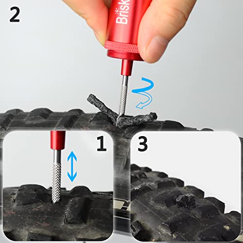 Briskmore Black Tubeless Bicycle Tire Repair Kit For Mountain And Hybird Bike Tires – Fix A Puncture Or Flat, Stainless Steel Needle With Reamer, Storage Canister, 40 Black Tire Plugs #TOP3