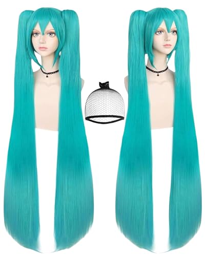 ANOGOL Long Teal Wig