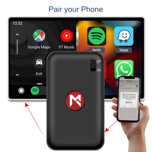 Image of MEGAAUDIO Tune 2-in-1 Wireless Car Adapter | Convert Wired Android Auto & Apple CarPlay to Wireless | Bluetooth Car Receiver | Seamless Connectivity | Works with OEM Factory Wired Systems Only