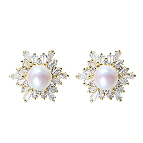 Kasoo Pendientes de perlas cultivadas en agua dulce, regalo para mujer, oro, Perla