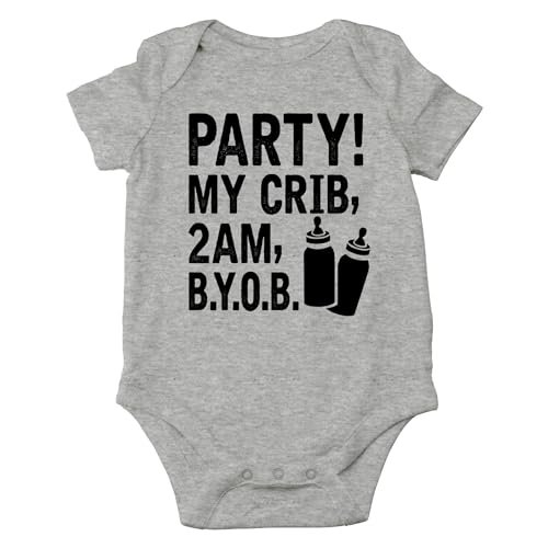 AW Fashions Party! My Crib, 2 AM, B.Y.O.B. Baby Bodysuit Cute Newborn Baby Girl or Boy Clothes Romper (Newborn, Sports Grey)