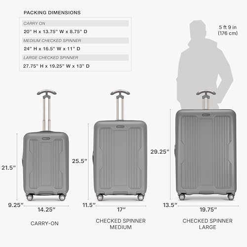 Image of Traveler's Choice Ultimax II Polycarbonate Hardside Luggage with Spinner Wheels, Slate Gray, 21-Inch Carry-On, Ultimax II Polycarbonate Hardside Luggage With Spinner Wheels