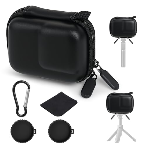 Image of HOWAB Mini Bag Case for DJI OSMO Action 5 Pro/4/3 Camera, Hard Shell Travel Storage Case for GoPro Hero 13/12, with 2 Silicone Lens Cap Cover & 1 Carabiner, Carrying Portable Camera Storage Accessory