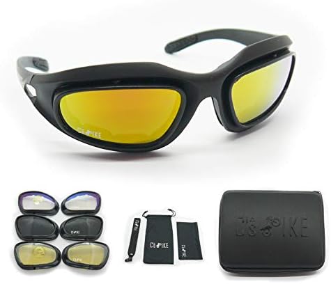 Amazon C Sbike バイク 自転車 サングラス メガネ 眼鏡 ゴーグル レンズ 防風 雨 夜間 ミラーレンズ メガネケース メンズ レディース モトクロス ビンテージ ハーレー レンズ4枚交換可能 クリア 透明 オレンジ ミラー 黄色 ブラック サングラス 車 バイク