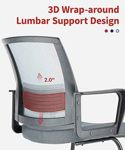 Clatina Waiting And Guest Chairs For Conference Room With Lumbar Support And Mid Back Mesh Space Air Grid Series Gray 2 Pack #TOP1