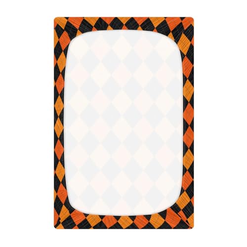 Image of Baby Crib Sheet Halloween Argyle Plaid Crib Mattress for Boys and Girls Playard Sheet Soft Breathable Fitted Baby Mattress Cover 52x28in