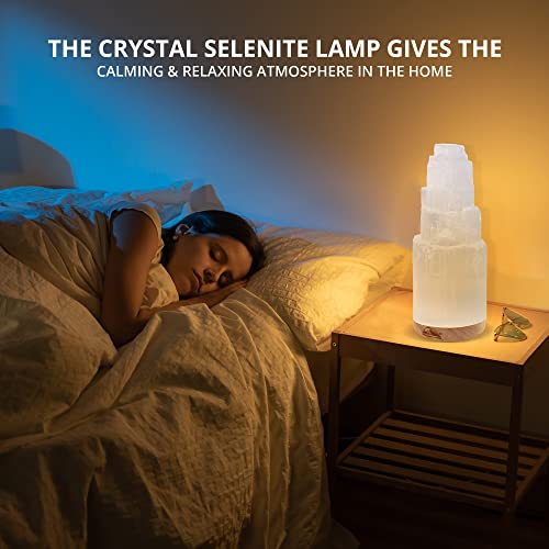 Selenite Crystal Lamp Large, Authentic Handmade Moroccan Selenite, More Calming Than Salt Lamps Or Himalayan Salt Lamps, Amazing Selenite Crystal Lamp 4-7 Lbs #TOP6
