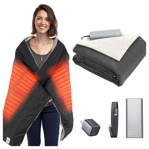 Portable Heated Blanket Battery Operated, Cordless Heated Throw Blanket with Battery Pack, Rechargeable Battery Powered Heating Blanket for Outdoors and Camping
