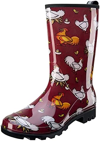 HISEA Women's Rain Boots Waterproof Rubber Rain Shoes for Ladies Mid Calf Garden Boots with Comfort Insole