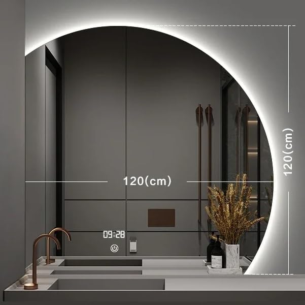 LED Bathroom Mirror with Stepless Dimmable, Vanity Smart Bath Mirror Cabinet Wall Mounted Shower Cosmetic Self Haircut Bath Mirror,Bathroom Mirrors (O