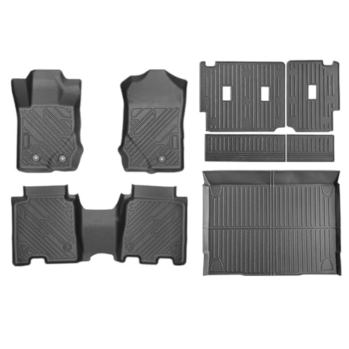 All-Weather Floor Mats for Ford Bronco 4-Door 2021-2026 Custom Fit TPE Floor Liners Full Set (1st & 2nd Row Cargo Liner Backrest Protectors) Heavy-Duty Black Accessories Not for Bronco Sport/2-Door