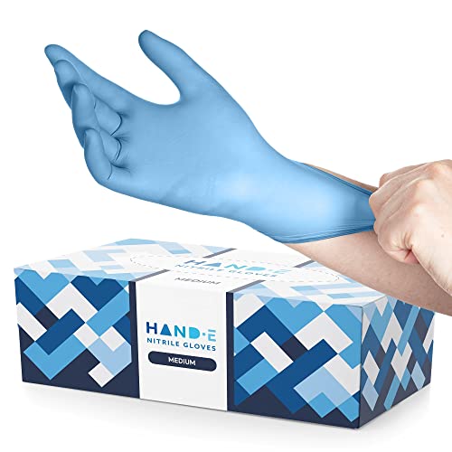 Guantes desechables de nitrilo azul Hand-E Touch, examen médico y cocina