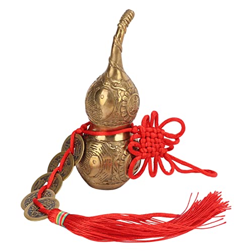 Chiński Feng Shui Mosiądz Wu Lou, Powodzenia Wu Lou, Kolekcjonerska Moneta Chińskiego Węzła Feng Shui, Wisząca Tykwa Hu Lu, Amulet Uroku Posągu Dyniowatych na Szczęście/Bogactwo/Spokój/Sukces