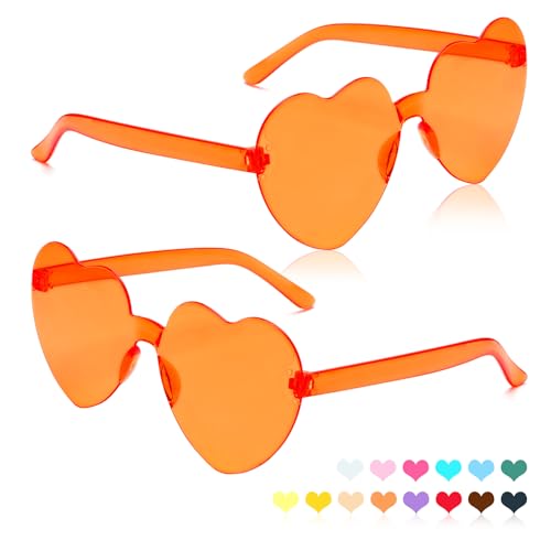 Rinacci Orange Heart Womens Festival Hippie Sunglasses - Colorful Vampire Sunglasses For Girls