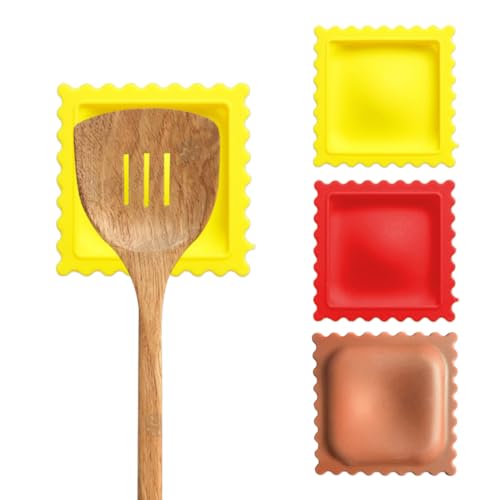 MIRKUZI Repose Cuillère,3 pièces Porte-cuillère en forme de biscuit Dessin animé Tapis de table en silicone protégeant de la chaleur Gadgets de cuisine