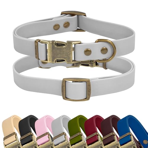 Wisedog Rubber Dog Collar for Medium Dogs - Waterproof Dog Collar with Quick Release Metal Buckle Easy to Clean Puppy Collar for Outdoor Use, Grey(L:14